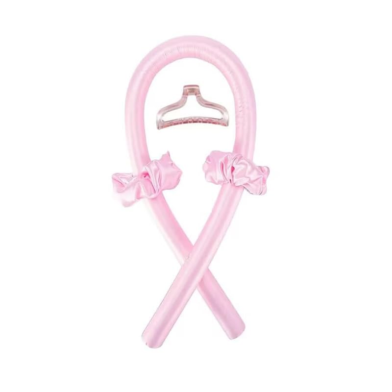 ZIBUYU® Hair Curling Set No Heat with Claw Clip & 2 Scrunchies, Portable Silk Soft Overnight Roller, Natural Waves & Curls for Long Hair, Easy to Use, Pink, 1 Set ZIBUYU® Hair Curling Set No Heat with Claw Clip & 2 Scrunchies, Portable Silk Soft Overnight Roller, Natural Waves & Curls for Long Hair, Easy to Use, Pink, 1 Set